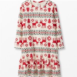 Hanna Andersson Dear Flannel Christmas Nightie Nightgown Fair Isle Nordic 10